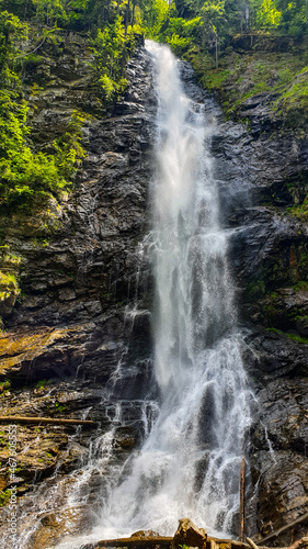 waterfall in the forest   Scorusilor Waterfall  Capatanii Mountains  Romania 
