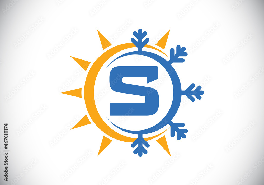 Vettoriale Stock Initial S monogram alphabet with abstract sun and snow. Air  conditioner logo sign symbol. Hot and cold symbol. Modern vector logo for  conditioning business and company identity | Adobe Stock