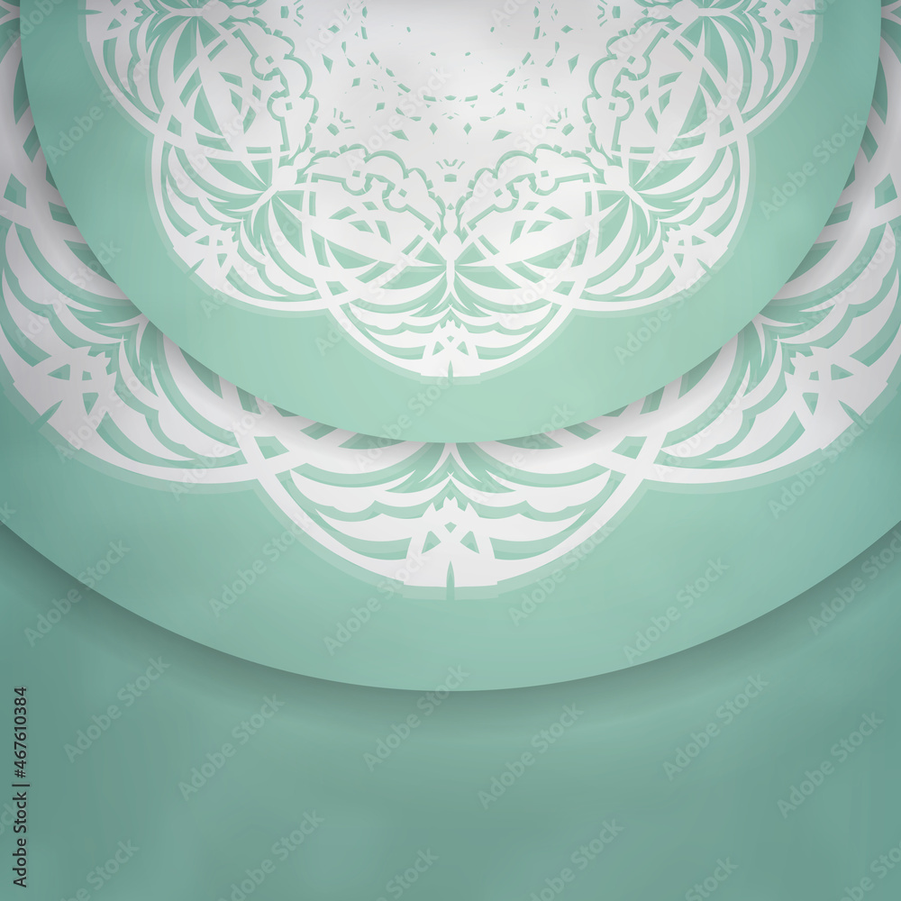 Mint color brochure with abstract white pattern for your design.