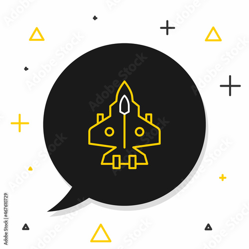 Line Jet fighter icon isolated on white background. Military aircraft. Colorful outline concept. Vector