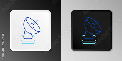 Line Radar icon isolated on grey background. Search system. Satellite sign. Colorful outline concept. Vector