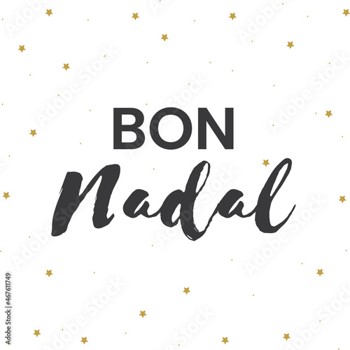 Bon Nadal gold glittering lettering design  merry christmas catalan word