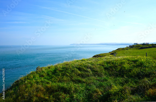 view along the opal coast from Cap Gris-Nez to Cap Blanc-Nez,Pas-de-Calais, Hauts-de-France, France photo