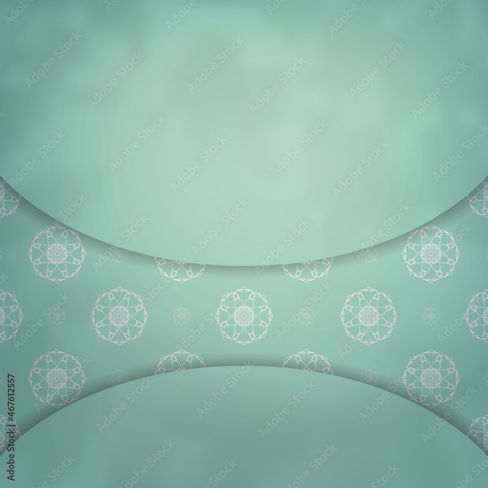 Mint color card with abstract white pattern for your congratulations.