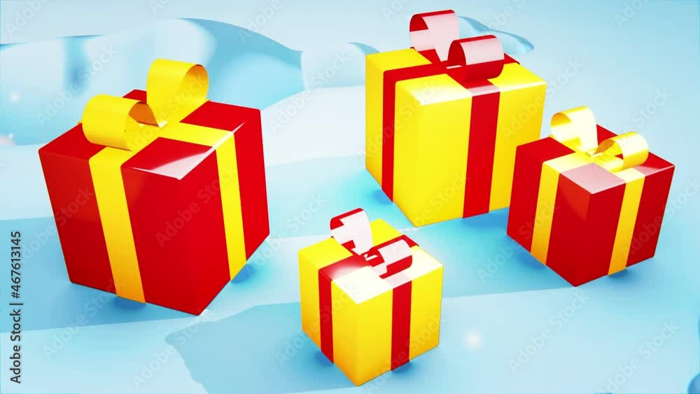 4k Animation of the words Merry Christmas with tree and present