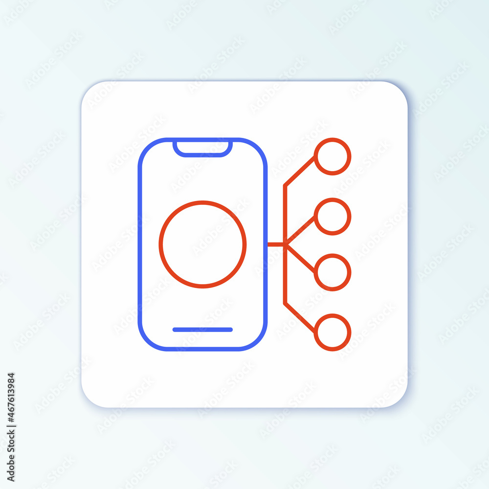 Line Neural network icon isolated on white background. Artificial intelligence AI. Colorful outline concept. Vector