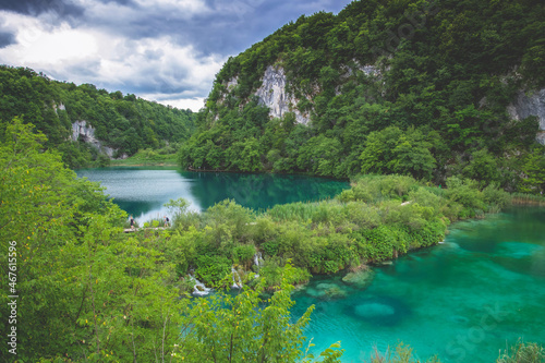 A view of the lower lakes  Plitvice Lakes National Park  Croatia