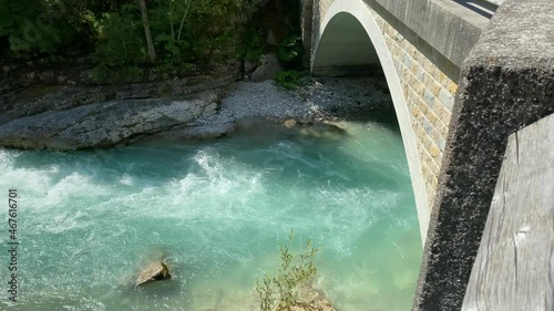 Wild river Rissbach (Rißbach) in Alps (Tyrol, Austria). 4K photo