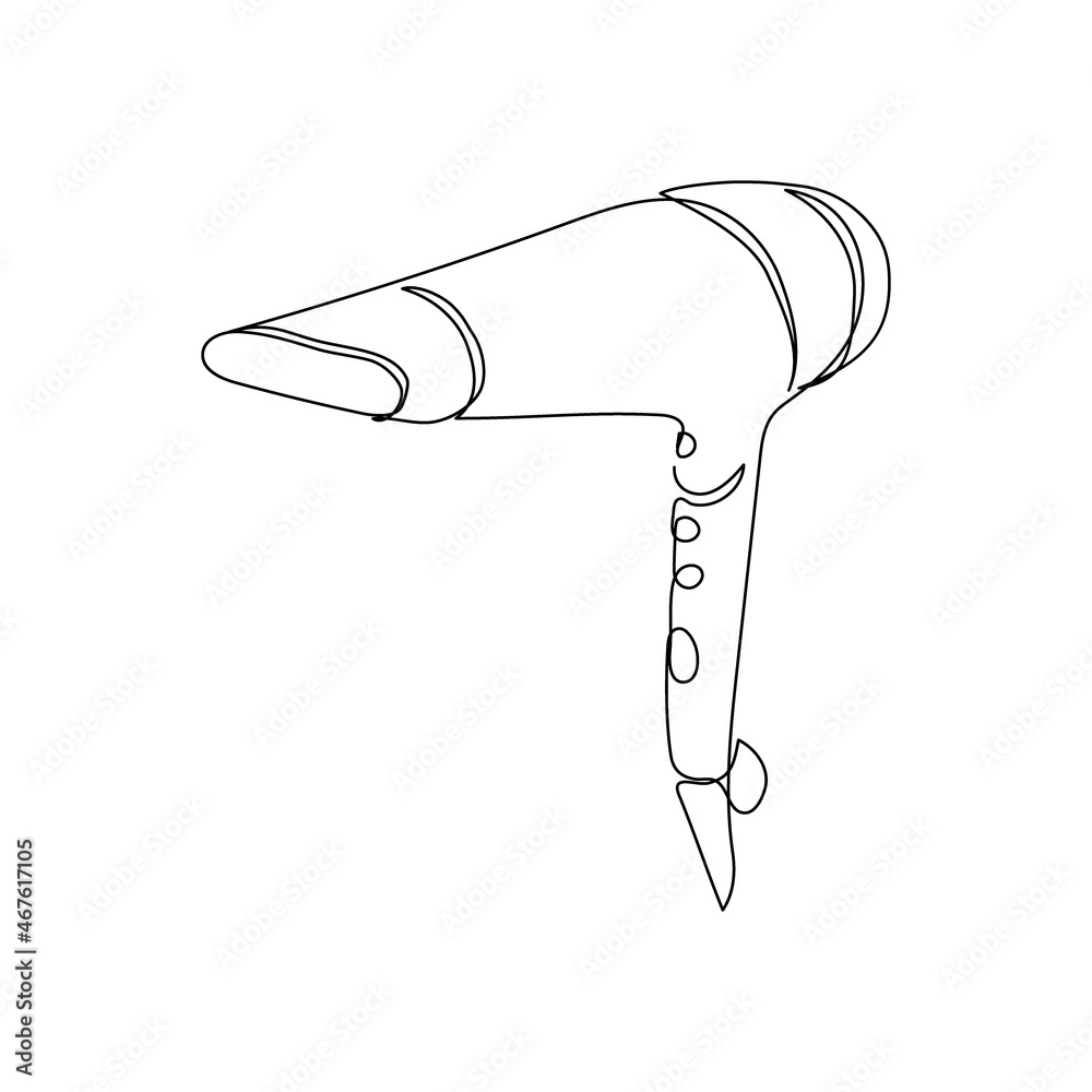 Hair dryer continuous line drawing. One line art of home appliance,  bathroom, dry hair, styling, hairdressing supplies. Stock Vector | Adobe  Stock