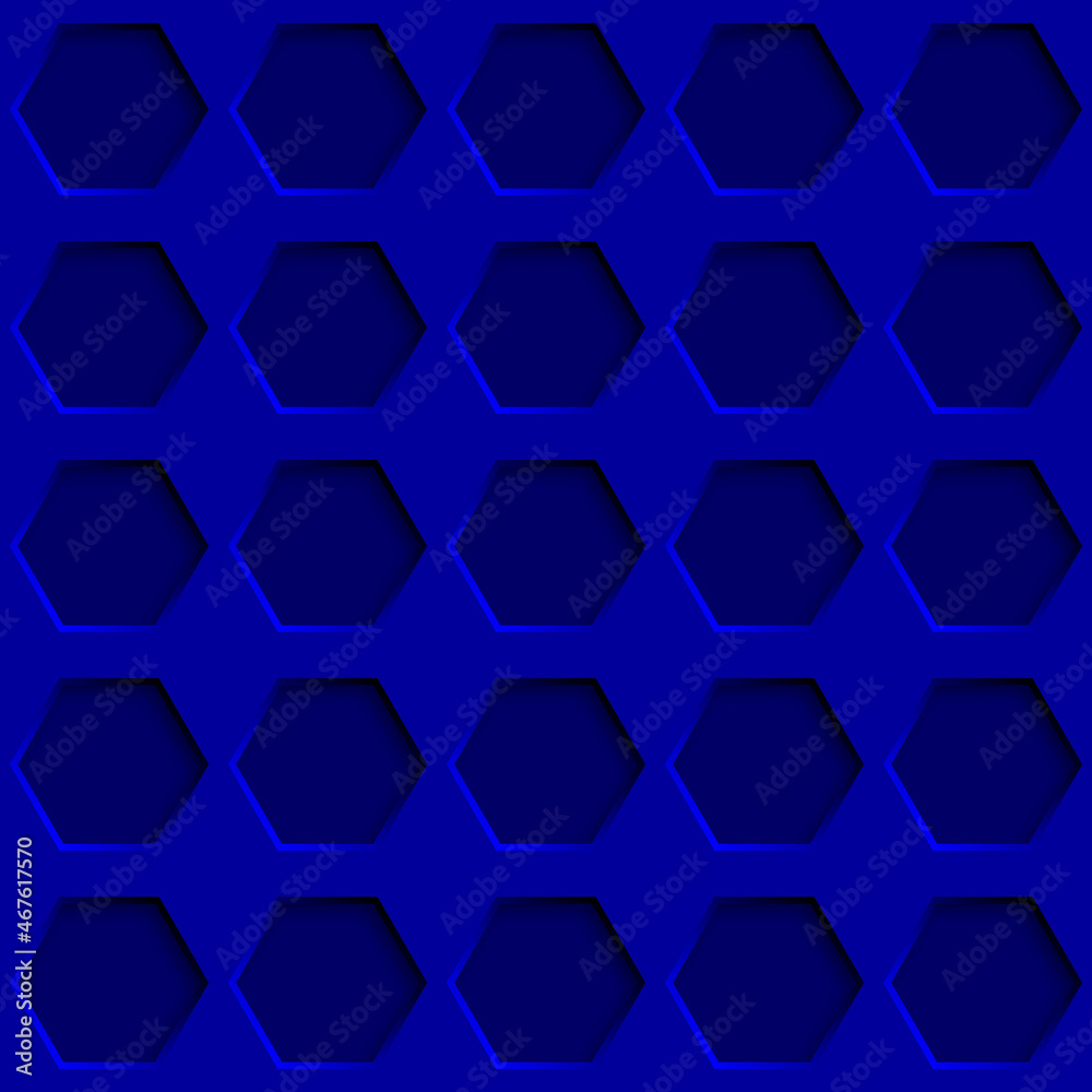 Abstract seamless pattern with hexagon holes in blue colors Abstract seamless pattern with hexagon holes in blue colors
