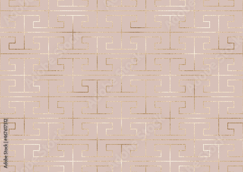 Ancient greek geometric seamless pattern with gold stripes.