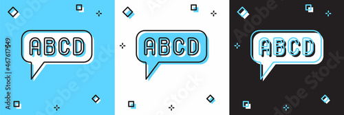Set Alphabet icon isolated on blue and white, black background. Vector