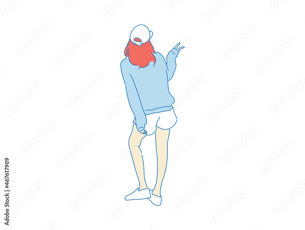 beautiful woman cute girl standing behind; backside view of person; vector beautiful woman cute girl standing behind; backside view of person; vector