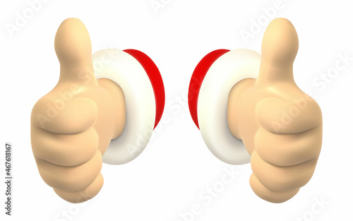 Cartoon character hand shows OK finger gestures. 3d render santa hands. Vector illustration