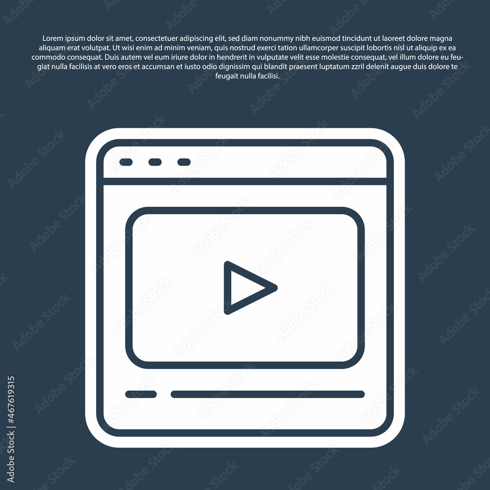 Blue line Online play video icon isolated on blue background. Film strip with play sign. Vector Blue line Online play video icon isolated on blue background. Film strip with play sign. Vector
