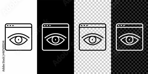 Set line Browser incognito window icon isolated on black and white, transparent background. Vector