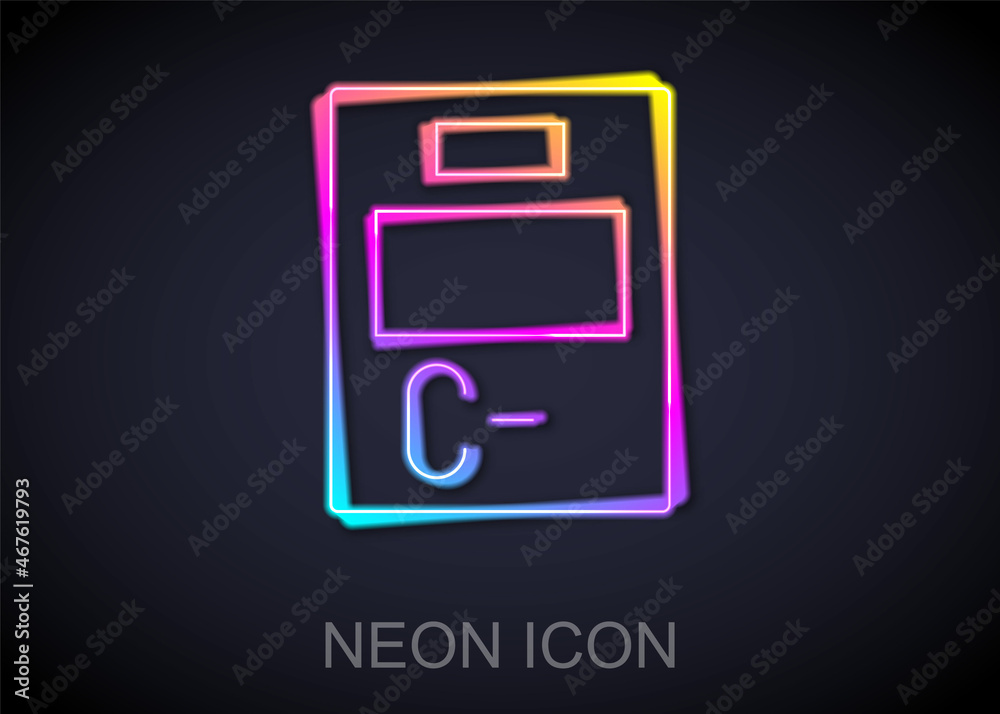 Glowing neon line Exam paper with incorrect answers survey icon isolated on black background. Bad mark of test results. Vector Glowing neon line Exam paper with incorrect answers survey icon isolated on black background. Bad mark of test results. Vector