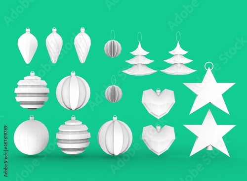 Christmas tree toy decoration on the white background 3d-rendering