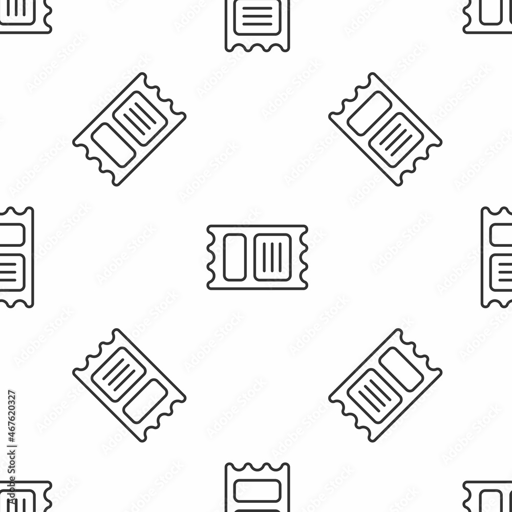 Grey line Circus ticket icon isolated seamless pattern on white background. Amusement park. Vector Grey line Circus ticket icon isolated seamless pattern on white background. Amusement park. Vector