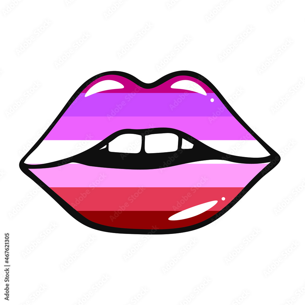 Lips lesbian flag symbol Isolated . LGBT tolerance day card. Vector illustration on white background. For cards, posters, decor, t shirt design
Lips lesbian flag symbol Isolated . LGBT tolerance day card. Vector illustration on white background. For cards, posters, decor, t shirt design
