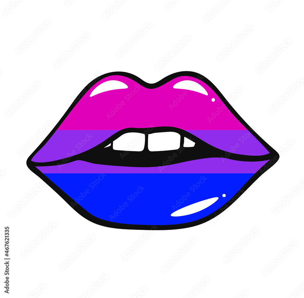 Lips Bisexual flag symbol Isolated . LGBT tolerance day card. Vector illustration on white background. For cards, posters, decor, t shirt design Lips Bisexual flag symbol Isolated . LGBT tolerance day card. Vector illustration on white background. For cards, posters, decor, t shirt design