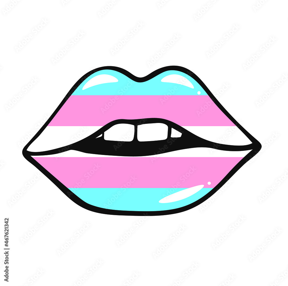 Lips Transgender flag symbol Isolated . LGBT tolerance day card. Vector illustration on white background. For cards, posters, decor, t shirt design Lips Transgender flag symbol Isolated . LGBT tolerance day card. Vector illustration on white background. For cards, posters, decor, t shirt design