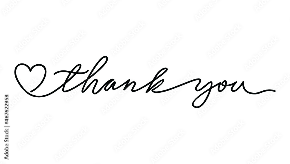 THANK YOU hand lettering - handmade calligraphy, vector .Thank you card. Hand drawn lettering.  Vector illustration.