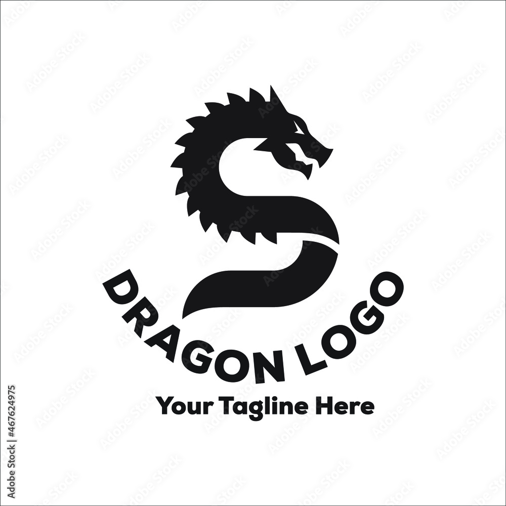 Dragon logo flat design tatto Dragon logo flat design tatto