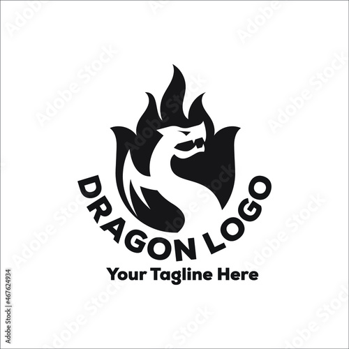 Dragon logo flat design tatto