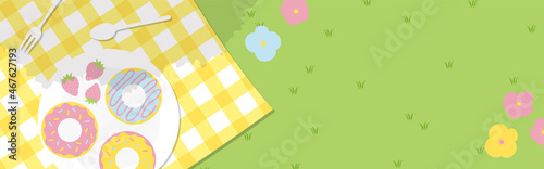 vector background with picnic illustrations for banners, cards, flyers, social media wallpapers, etc.