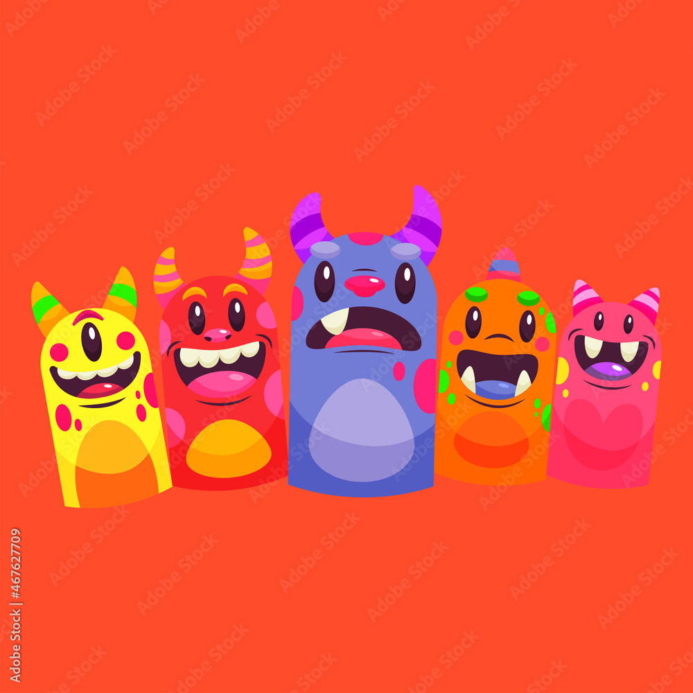 Fototapeta premium cute horned monster character vector