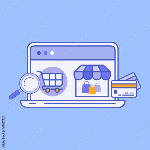 vector illustration online shop laptop concept