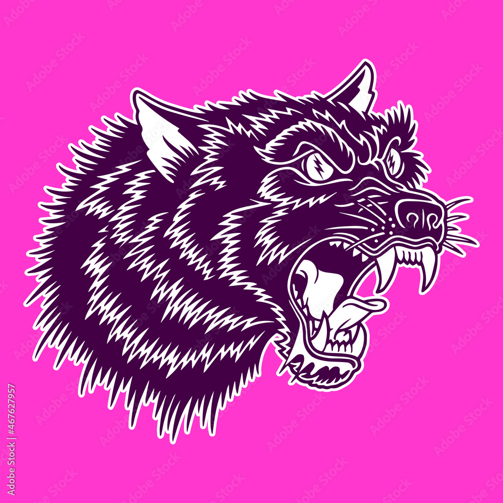 Obraz premium vector illustration of angry wolf head