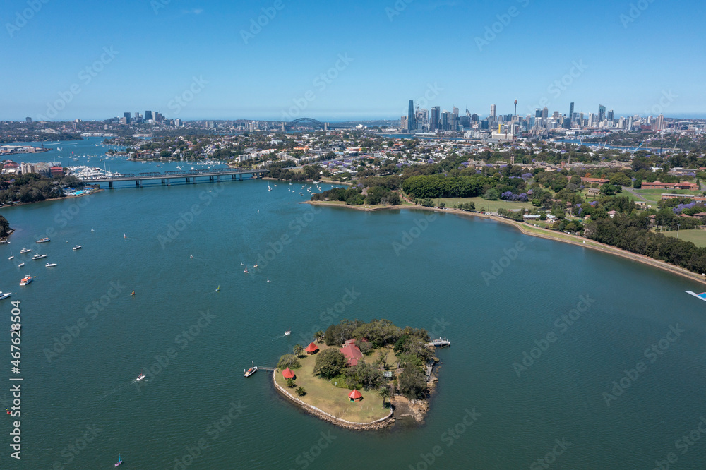 Rodd island in Iron cove, part of the Parramatta river in Sydney, Australia.