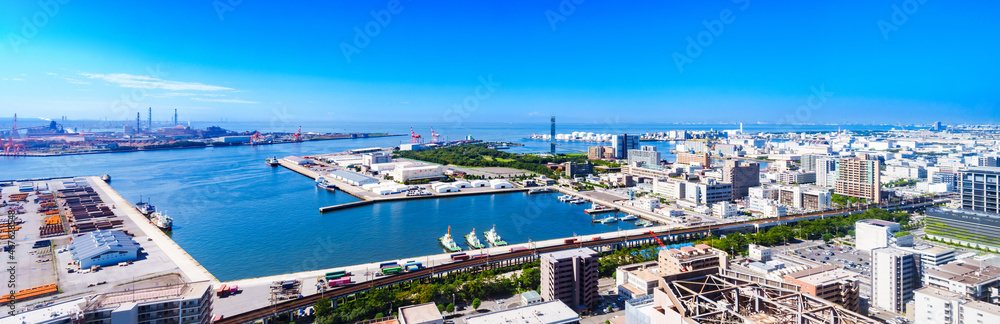 Landscape Chiba city and harbor