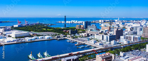 Canvas Print Landscape Chiba city and harbor