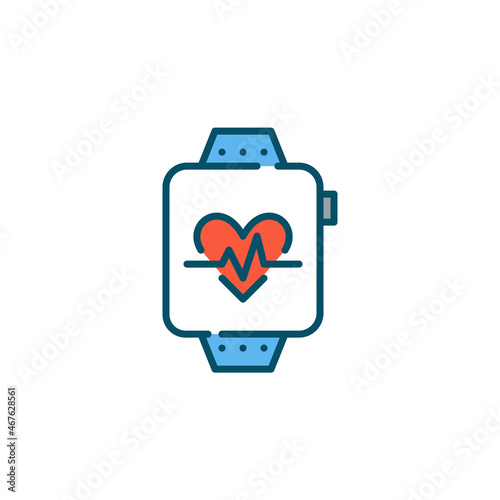 Free Download Fitness tracker app on a smart watch. Heart rate monitor. Healthy lifestyle. Pixel perfect, editable stroke colorful icon - GFXLoad