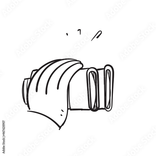 hand drawn doodle Hands holding binoculars illustration vector isolated