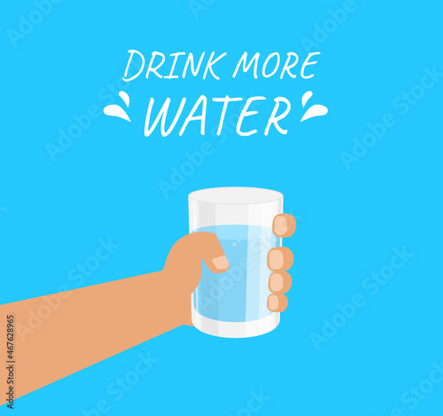 hand holding glass of water vector illustration