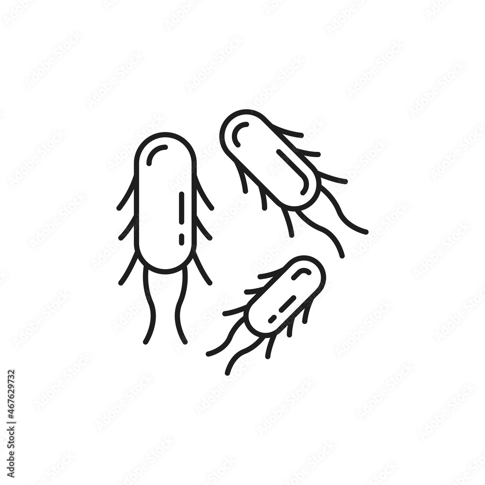 Positive bacterium, healthy organism chemical microbes isolated thin line icon. Vector gastrointestinal therapy prebiotics, microorganisms virus bacteria, probiotics or lactobacillus bifidobacterium Positive bacterium, healthy organism chemical microbes isolated thin line icon. Vector gastrointestinal therapy prebiotics, microorganisms virus bacteria, probiotics or lactobacillus bifidobacterium
