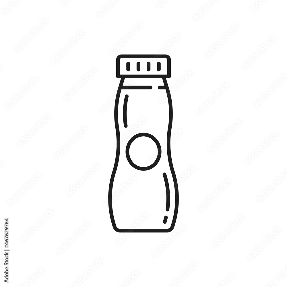 Nutrition yougurt with bifidobactria isolated dairy food in plastic bottle with cap thin line icon. Vector probiotics, gut bacteria, immune and digestive health prebiotics in bottle package packaging Nutrition yougurt with bifidobactria isolated dairy food in plastic bottle with cap thin line icon. Vector probiotics, gut bacteria, immune and digestive health prebiotics in bottle package packaging