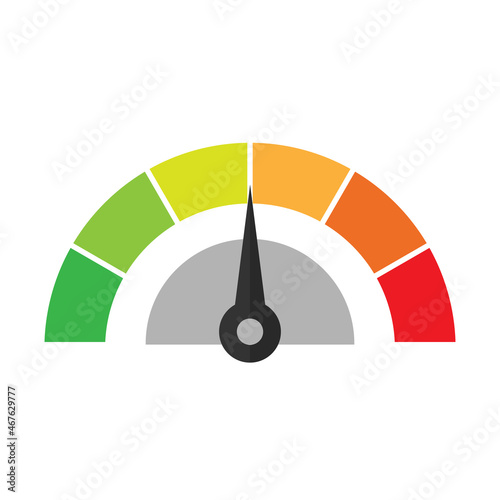 Energy level meter dial. isolated on white background. vector illustration modern flat design. Speed gauge or oil needle symbol. Test internet speed sign.