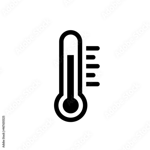 Thermometer, linear icon. Temperature and degrees symbol, hot and cold. Isolated raster thermometer pictogram.