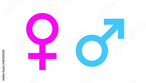 Gender symbol. Male and female gender icon. Isolated vector icon on white background.