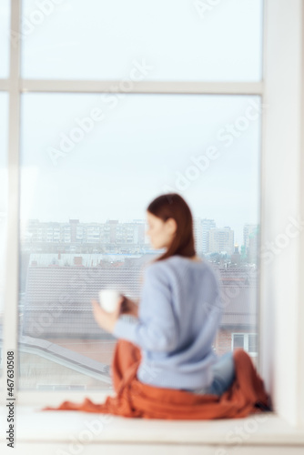 Free Download woman near the window dreamy look rest at home comfort - GFXLoad