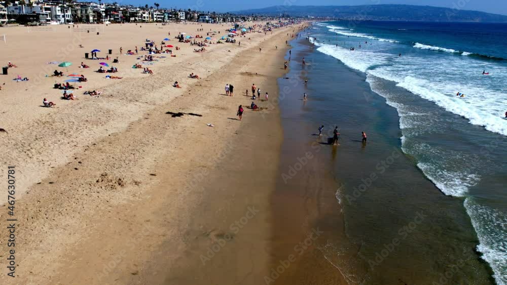 Drone flight along the ocean coastline, top view 4k 60 fps day light