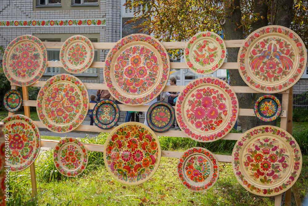 Petrykivka, Ukraina, shop decorative painting of the traditional Ukrainian ornamental folk art