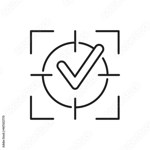 Done tip in aim goal target isolated outline icon. Vector leadership and management, business success and achievement top point. Victory and career, business improvement, correctness done sign
