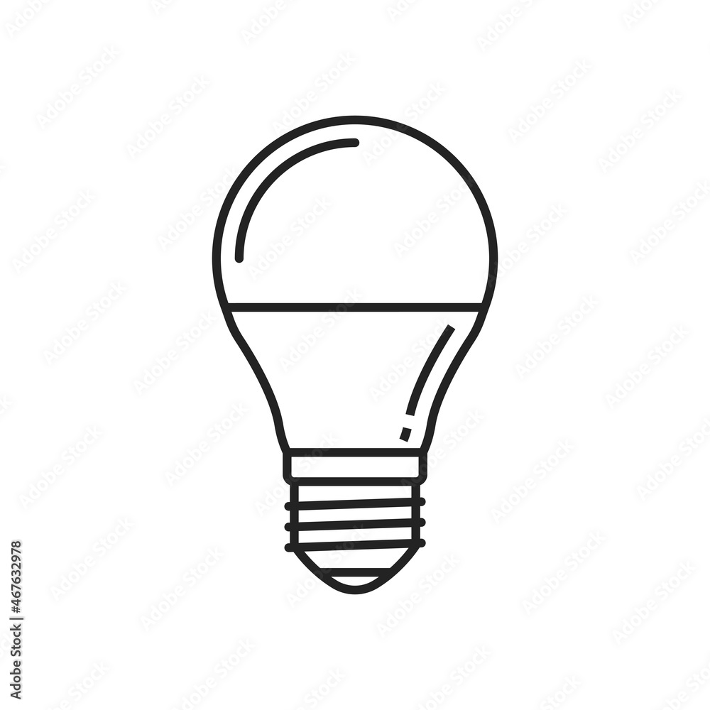 Tungsten lightbulb, incandescent lamp bulb isolated thin line icon. Vector electrical device producing visible light from electric current. Incandescent light globe, transparent light bulb with screw Tungsten lightbulb, incandescent lamp bulb isolated thin line icon. Vector electrical device producing visible light from electric current. Incandescent light globe, transparent light bulb with screw