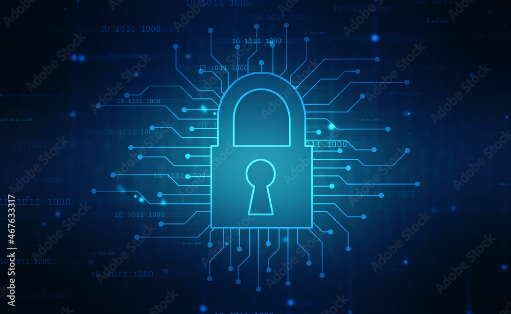 Digital Padlock on abstract technology background, Technology security concept. Modern safety digital background. Protection system, Cyber Security and safety information, personal data concept Digital Padlock on abstract technology background, Technology security concept. Modern safety digital background. Protection system, Cyber Security and safety information, personal data concept